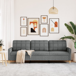 Sofa 3-osobowa, ciemnoszara, 210 cm, tapicerowana tkaniną