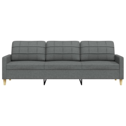 Sofa 3-osobowa, ciemnoszara, 210 cm, tapicerowana tkaniną