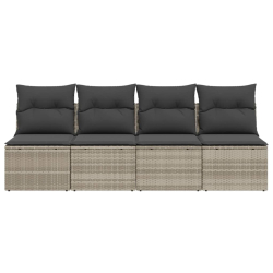 Sofa ogrodowa z poduszkami, 4-osobowa, jasnoszara, polirattan