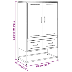 Szafka, musztardowa, 68x39x111,5 cm, stal walcowana na zimno