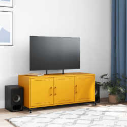 Szafka pod telewizor, musztardowa, 100,5x39x43,5 cm, stalowa