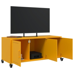 Szafka pod telewizor, musztardowa, 100,5x39x43,5 cm, stalowa