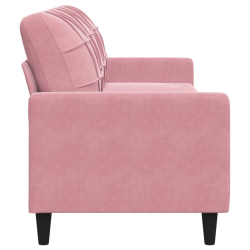 Sofa 3-osobowa, różowa, 210 cm, obita aksamitem