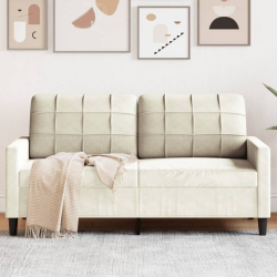 Sofa 2-osobowa, kremowy, 140 cm, tapicerowana aksamitem