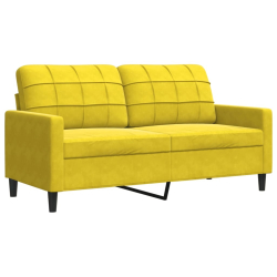 Sofa 2-osobowa, żółta, 140 cm, tapicerowana aksamitem