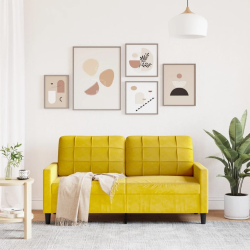 Sofa 2-osobowa, żółta, 140 cm, tapicerowana aksamitem