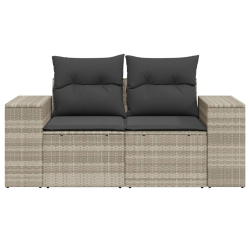 Sofa ogrodowa z poduszkami, 2-osobowa, jasnoszara, polirattan