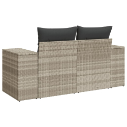 Sofa ogrodowa z poduszkami, 2-osobowa, jasnoszara, polirattan