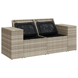Sofa ogrodowa z poduszkami, 2-osobowa, jasnoszara, polirattan