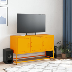 Szafka pod telewizor, musztardowa, 100,5x39x60,5 cm, stalowa