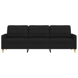 Sofa 3-osobowa, czarna, 210 cm, tapicerowana tkaniną