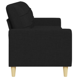 Sofa 3-osobowa, czarna, 210 cm, tapicerowana tkaniną