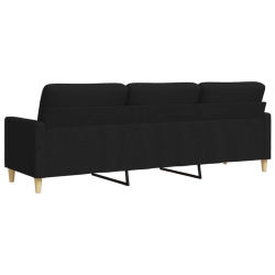 Sofa 3-osobowa, czarna, 210 cm, tapicerowana tkaniną