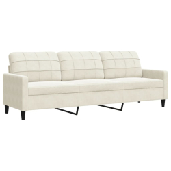3-osobowa sofa, kremowa, 210 cm, tapicerowana aksamitem
