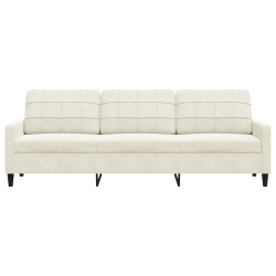 3-osobowa sofa, kremowa, 210 cm, tapicerowana aksamitem