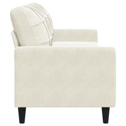 3-osobowa sofa, kremowa, 210 cm, tapicerowana aksamitem