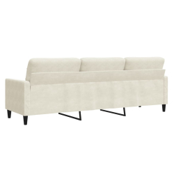 3-osobowa sofa, kremowa, 210 cm, tapicerowana aksamitem