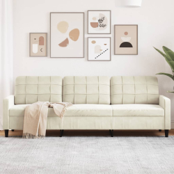 3-osobowa sofa, kremowa, 210 cm, tapicerowana aksamitem