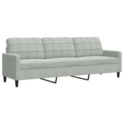 Sofa 3-osobowa, jasnoszary, 210 cm, obita aksamitem