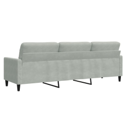 Sofa 3-osobowa, jasnoszary, 210 cm, obita aksamitem