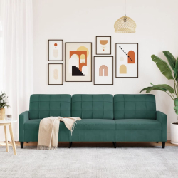 Sofa 3-osobowa, ciemnozielony, 210 cm, obita aksamitem