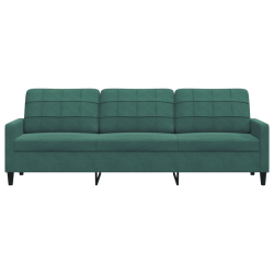 Sofa 3-osobowa, ciemnozielony, 210 cm, obita aksamitem