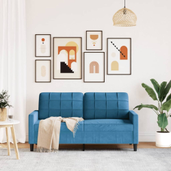 Sofa 2-osobowa, niebieski, 140 cm, tapicerowana aksamitem