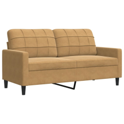 Sofa 2-osobowa, brązowa, 140 cm, tapicerowana aksamitem
