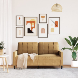 Sofa 2-osobowa, brązowa, 140 cm, tapicerowana aksamitem