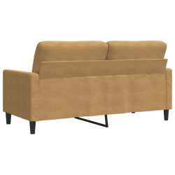 Sofa 2-osobowa, brązowa, 140 cm, tapicerowana aksamitem