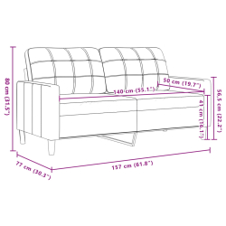 Sofa 2-osobowa, brązowa, 140 cm, tapicerowana aksamitem