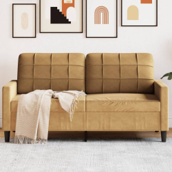 Sofa 2-osobowa, brązowa, 140 cm, tapicerowana aksamitem