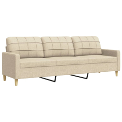 3-osobowa sofa, kremowa, 210 cm, tapicerowana tkaniną