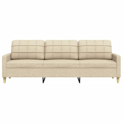 3-osobowa sofa, kremowa, 210 cm, tapicerowana tkaniną