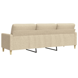 3-osobowa sofa, kremowa, 210 cm, tapicerowana tkaniną