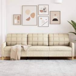 3-osobowa sofa, kremowa, 210 cm, tapicerowana tkaniną
