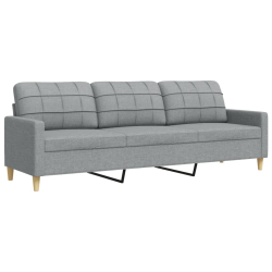 Sofa 3-osobowa, jasnoszara, 210 cm, tapicerowana tkaniną