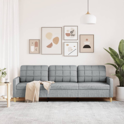 Sofa 3-osobowa, jasnoszara, 210 cm, tapicerowana tkaniną
