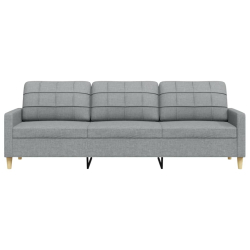 Sofa 3-osobowa, jasnoszara, 210 cm, tapicerowana tkaniną