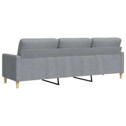 Sofa 3-osobowa, jasnoszara, 210 cm, tapicerowana tkaniną