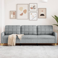Sofa 3-osobowa, jasnoszara, 210 cm, tapicerowana tkaniną