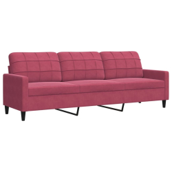 Sofa 3-osobowa, winna czerwień, 210 cm, obita aksamitem