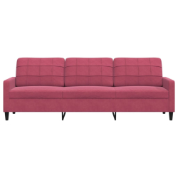 Sofa 3-osobowa, winna czerwień, 210 cm, obita aksamitem