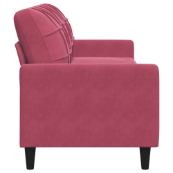 Sofa 3-osobowa, winna czerwień, 210 cm, obita aksamitem