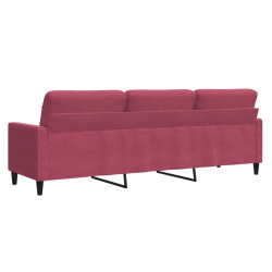 Sofa 3-osobowa, winna czerwień, 210 cm, obita aksamitem