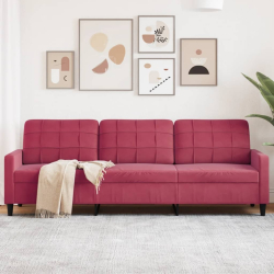 Sofa 3-osobowa, winna czerwień, 210 cm, obita aksamitem