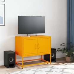 Szafka pod telewizor, musztardowa, 68,5x39x60,5 cm, stalowa