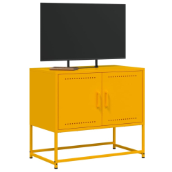 Szafka pod telewizor, musztardowa, 68,5x39x60,5 cm, stalowa
