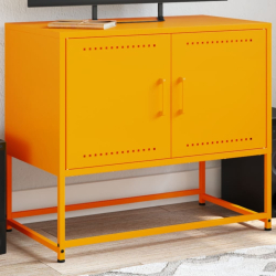 Szafka pod telewizor, musztardowa, 68,5x39x60,5 cm, stalowa