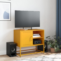 Szafka pod telewizor, musztardowa, 68x39x60,5 cm, stalowa